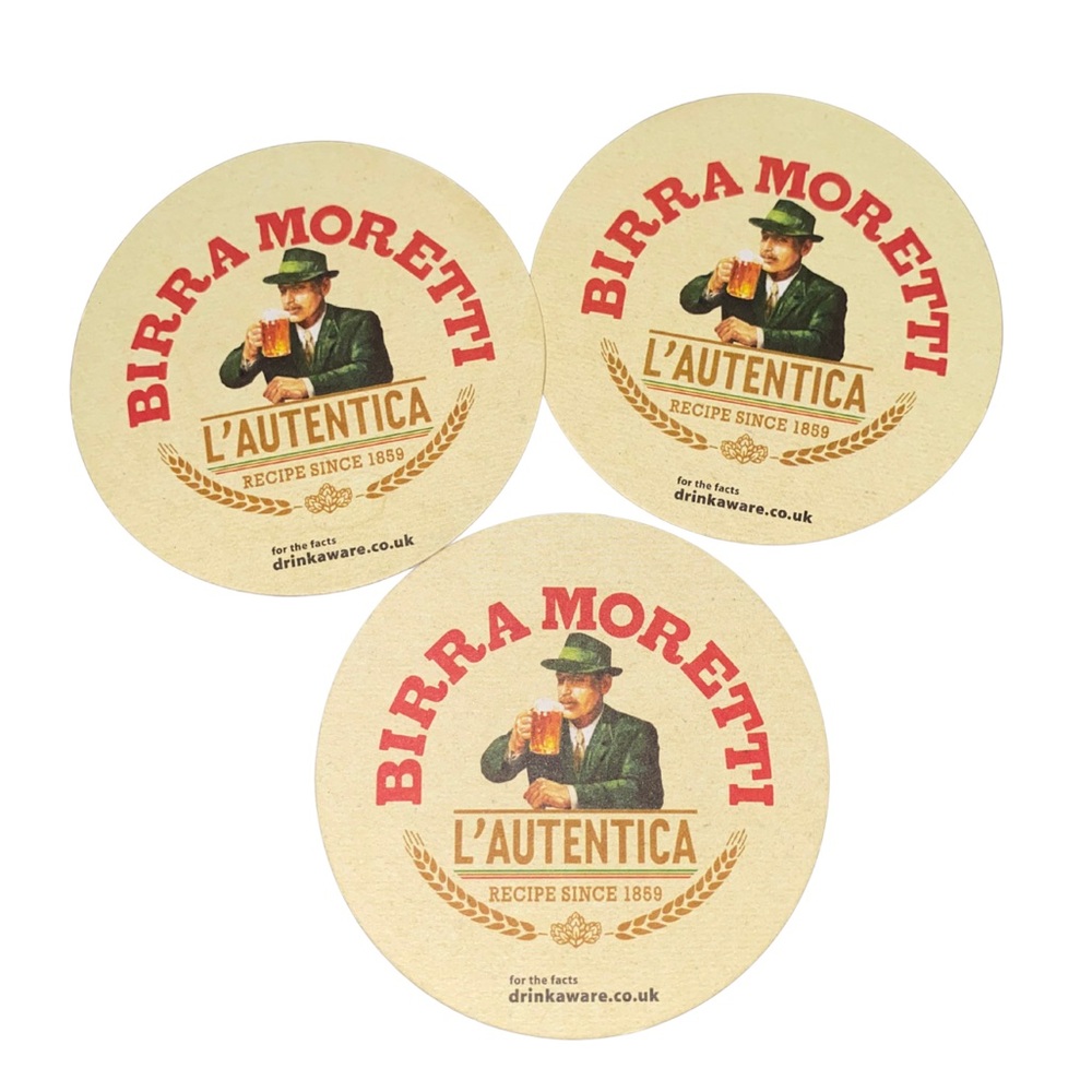 Birra Moretti L’Autentica Beer Mats Coasters Set of 3‎ – Italian Pub Collectible